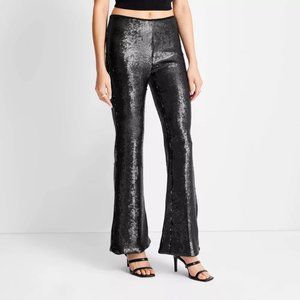 Sequin Flare Pants - Black